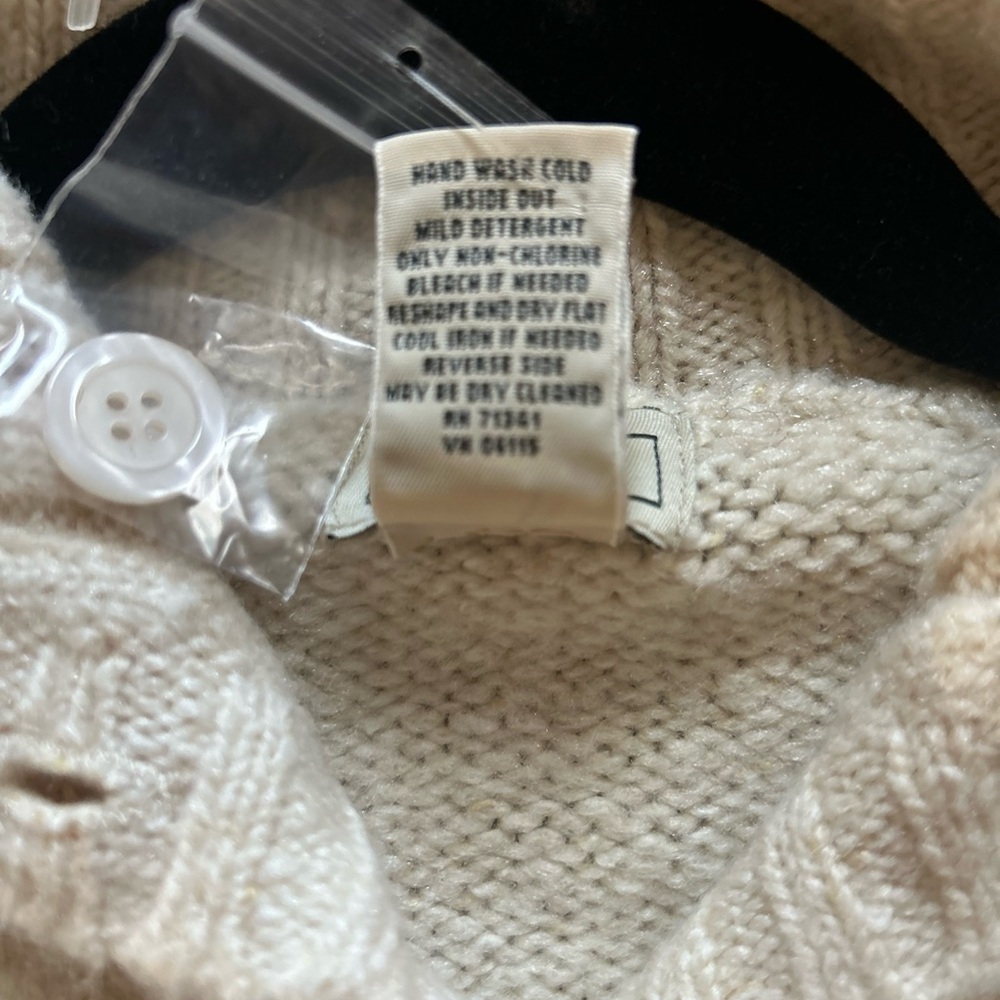 NWOT Y2K L.L. Bean Kint Cardigan Wool Blend Sweater Cream Size Small - Picture 7 of 7